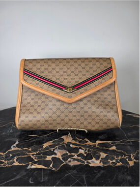 ARCHIVAL 1980s Gucci Micro-GG Supreme Sherry Line GAC Envelope Crossbody